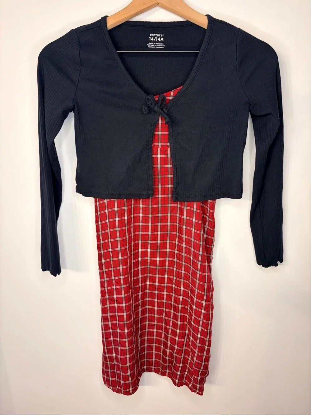 *Worn Once* Carter’s Girls Red and Black 2-Piece Plaid Dress Set, Size 14